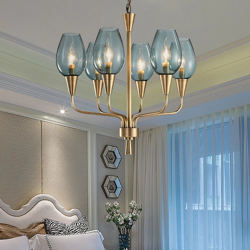 Modern art deco chandelier Living Room lustre vintage High Quality Hotel Guest Room Bedroom Glass Lamp chandelier gold