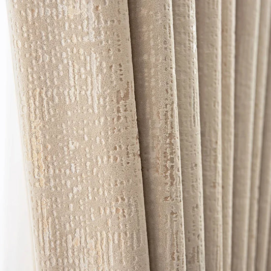 The New Simple Curtains for Living Dining Room Bedroom and Modern Beige Bronzing Flannel Thickened Shading Velvet Light Luxury