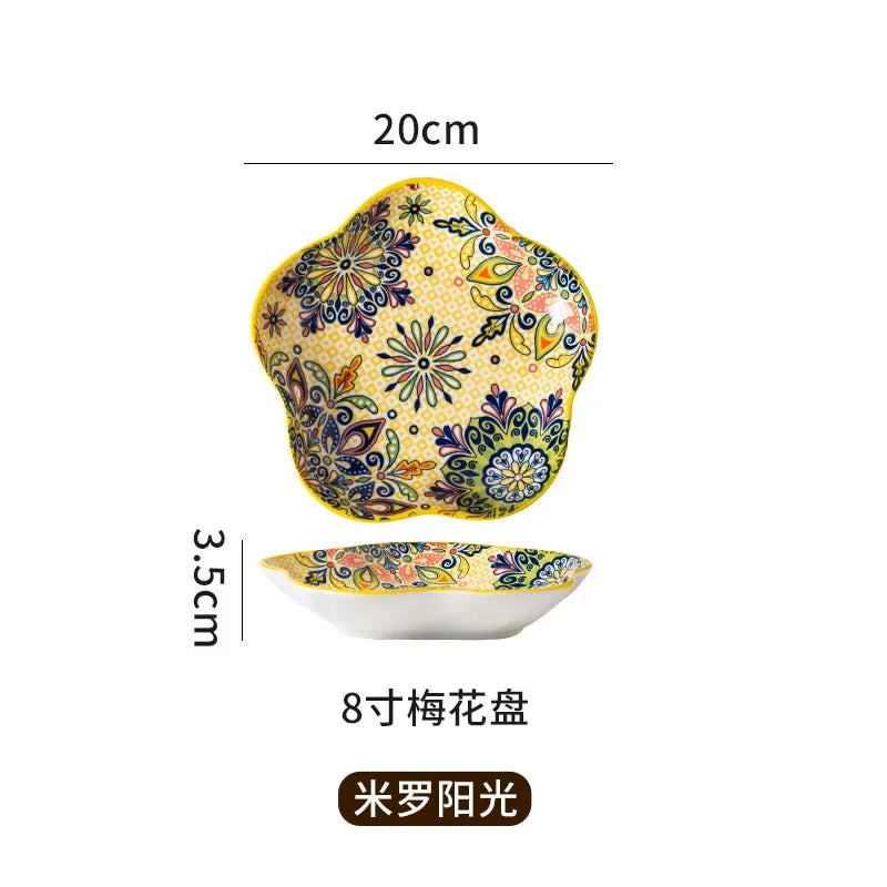 Ceramic Plates Vegetable Fruit Salad Good-looking Plate Breakfast Plates Exquisite Plum blossom Dinner Plate Western Pasta Plate