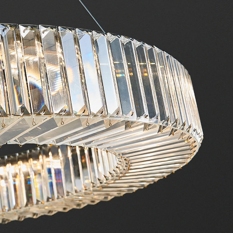 Modern Led Chandelier Round Rectangular Living Room Hanging Lamp Home Decor Indoor Lighting New Creative Kitchen Crystal Lustre