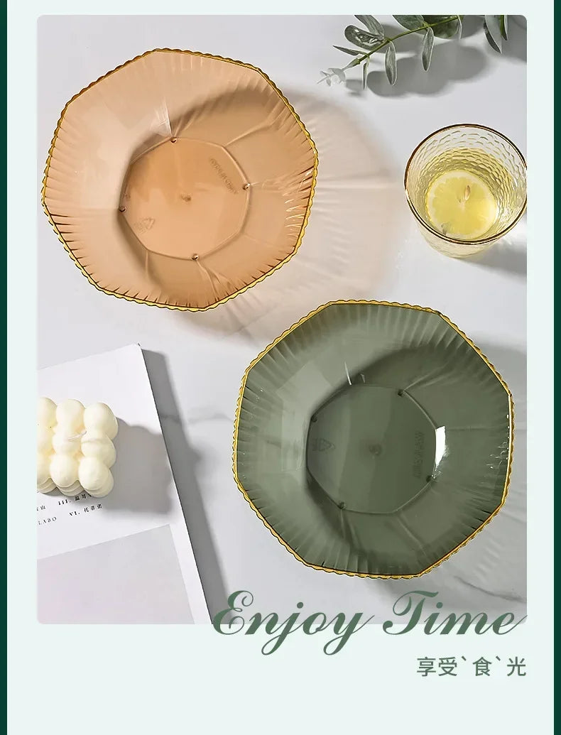 1PCS Table Plates for Serving Plates Dinnerware PET Partitioned Dish Snack Candy Cake Stand Bowl Food Fruit Plates Set Tableware
