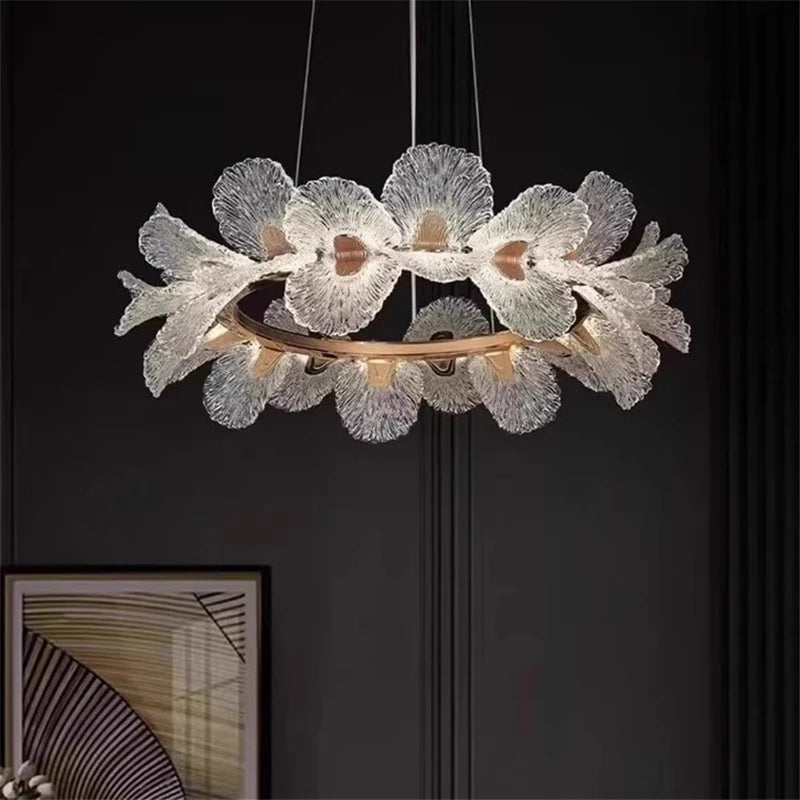 Luxury Ceiling Chandelier French for Home Decoration Living Room Pendant Light Dining Room Bedroom Flower LED Hanging Lamp LED