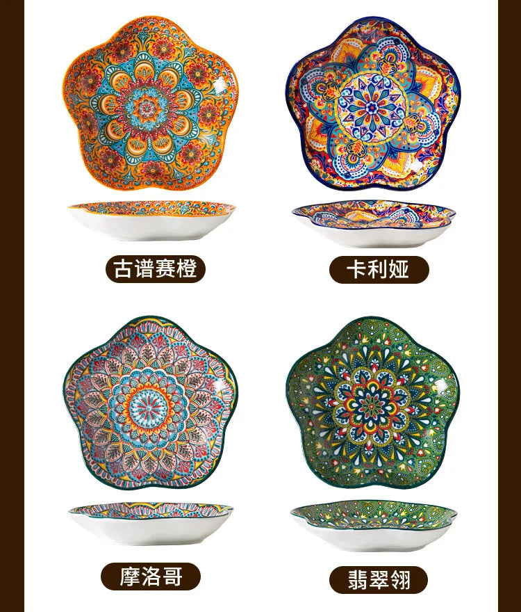 Ceramic Plates Vegetable Fruit Salad Good-looking Plate Breakfast Plates Exquisite Plum blossom Dinner Plate Western Pasta Plate