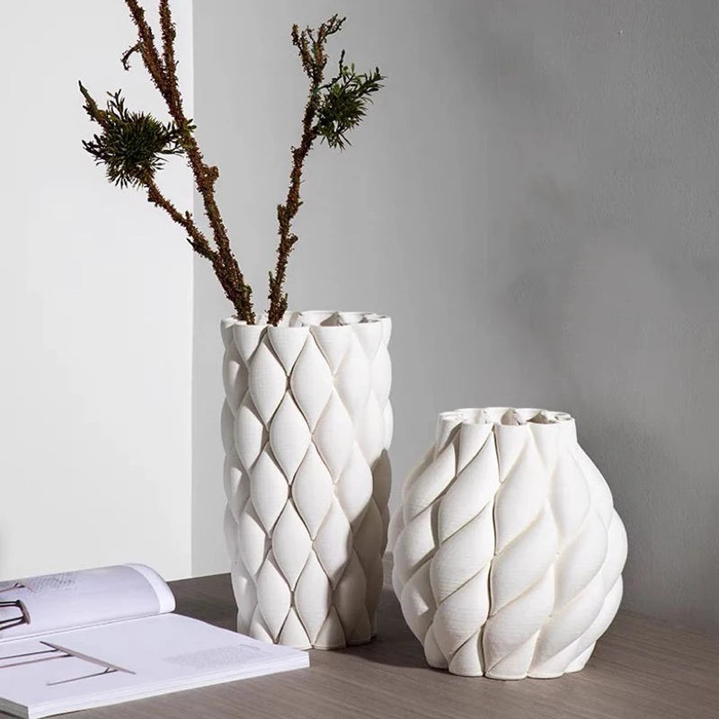 Ceramic Vases Modern Decor Flower Vase Desk Hydroponic Flowers Bottle  Interior Dried Flowers Container Pottery Decoration