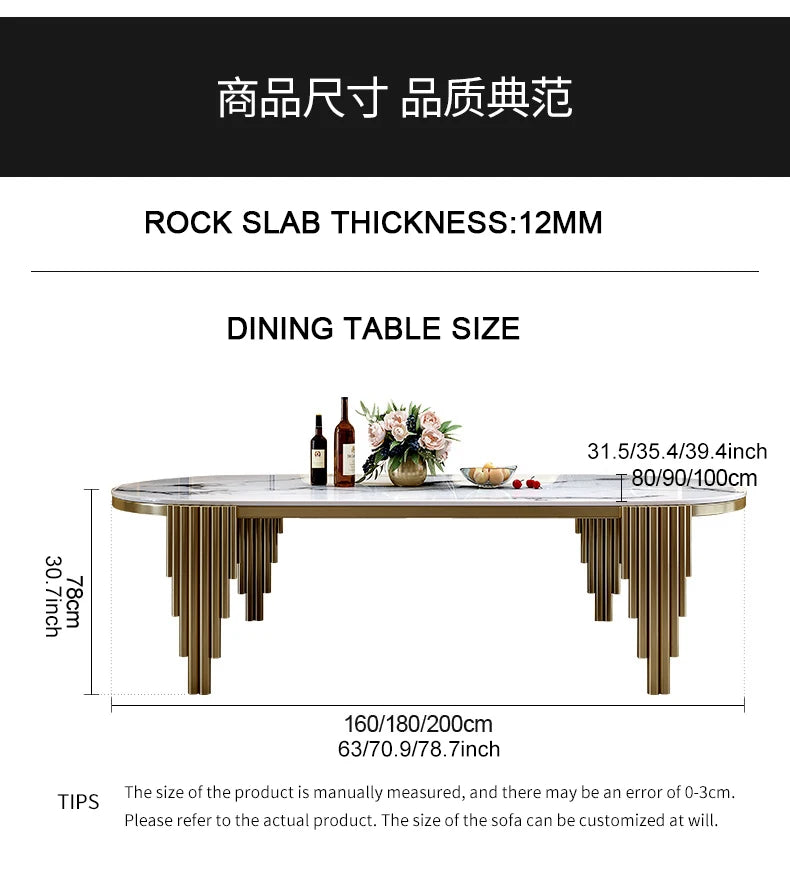 Stainless steel Dining Room Set Home Furniture modern marble dining table