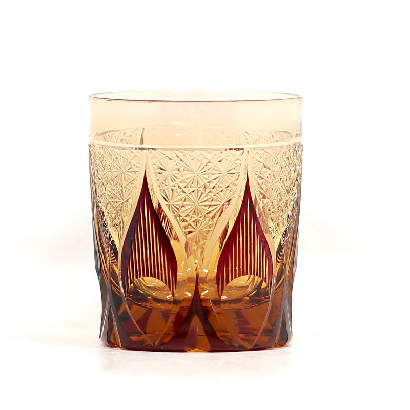Edo Kiriko Drinking Glass Old Fashioned Crystal Whisky Cup For Scotch Bourbon Hand Cut Design Cocktail Glass With Gift Box 1PC