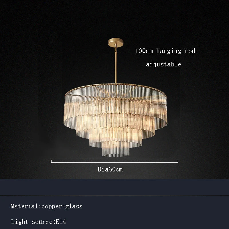 Art deco style Nordic chandelier featuring full brass and glass shade for dining room luxury creative hanging ceiling lamp