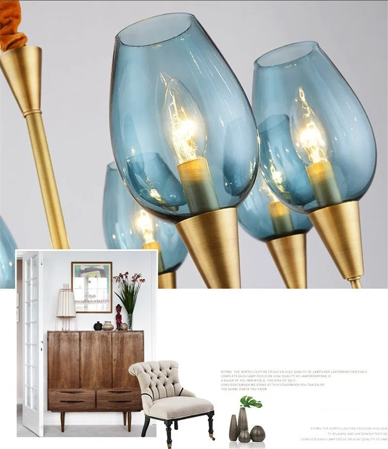 Modern art deco chandelier Living Room lustre vintage High Quality Hotel Guest Room Bedroom Glass Lamp chandelier gold