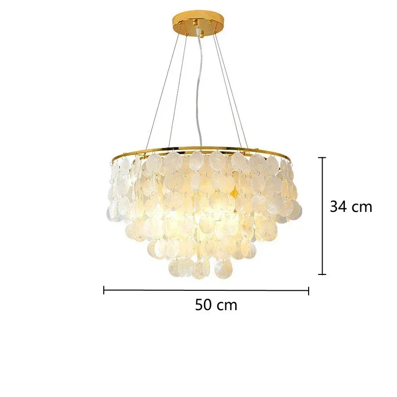 Shell Chandelier Bedroom Lighting Modern Hanging Chandelier With Gold Color For Living Room Dining Room Nordic Pendant Lights