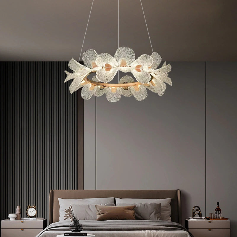 Luxury Ceiling Chandelier French for Home Decoration Living Room Pendant Light Dining Room Bedroom Flower LED Hanging Lamp LED