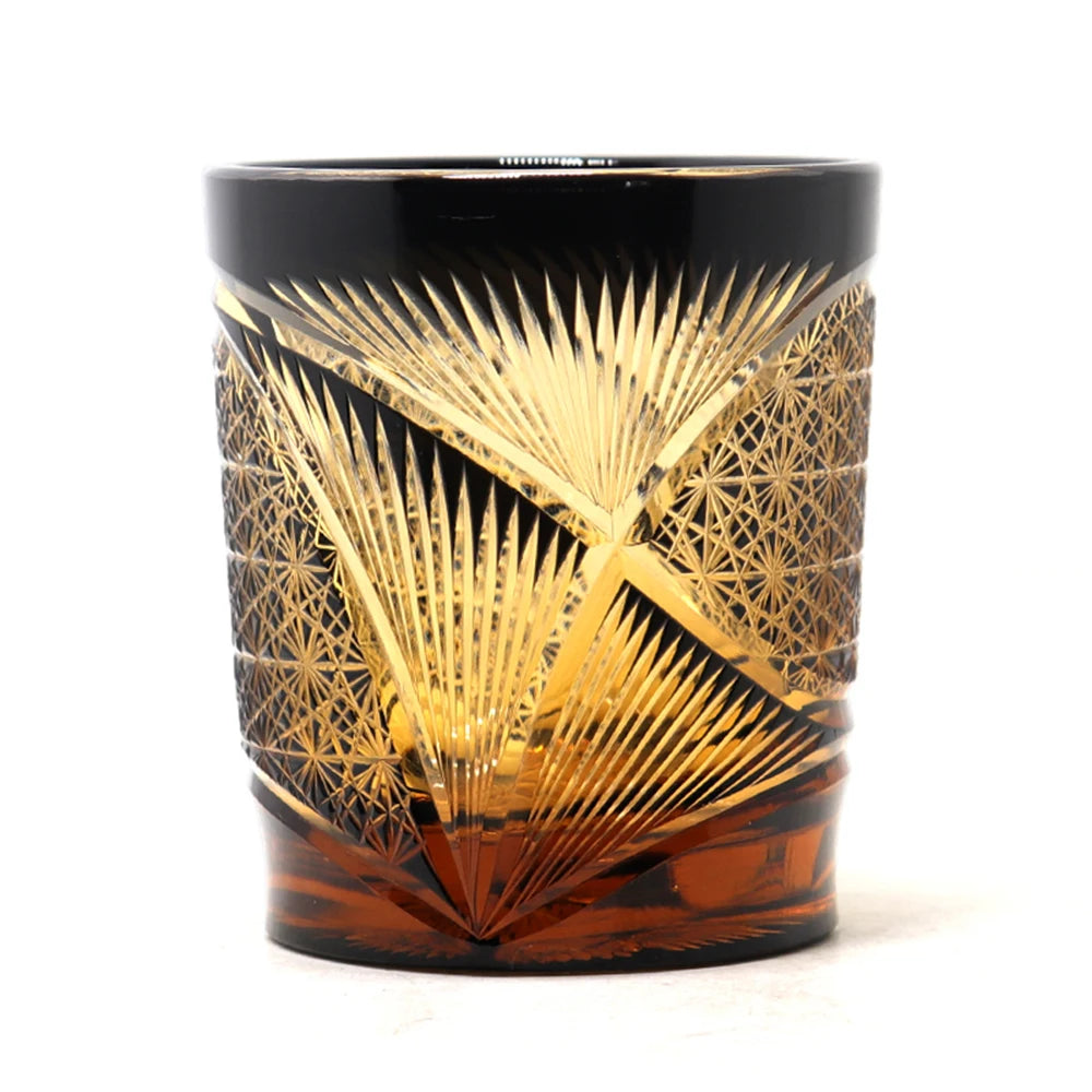 Edo Kiriko Drinking Glass Old Fashioned Crystal Whisky Cup For Scotch Bourbon Hand Cut Design Cocktail Glass With Gift Box 1PC