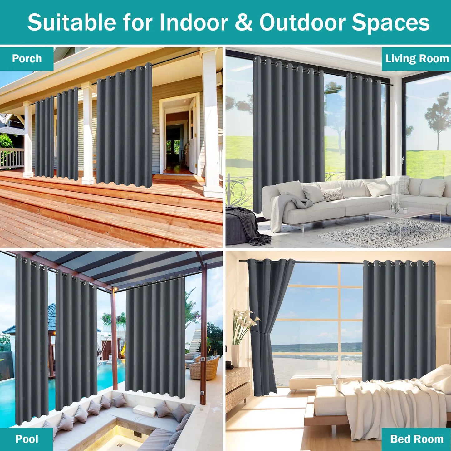 privacy outdoor curtains waterproof garden uv exterior curtain street gazebo curtain for patio porch pergola terrace cabana Pool