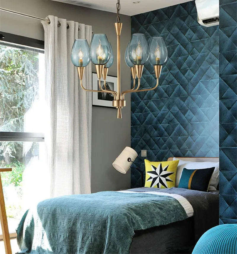 Modern art deco chandelier Living Room lustre vintage High Quality Hotel Guest Room Bedroom Glass Lamp chandelier gold