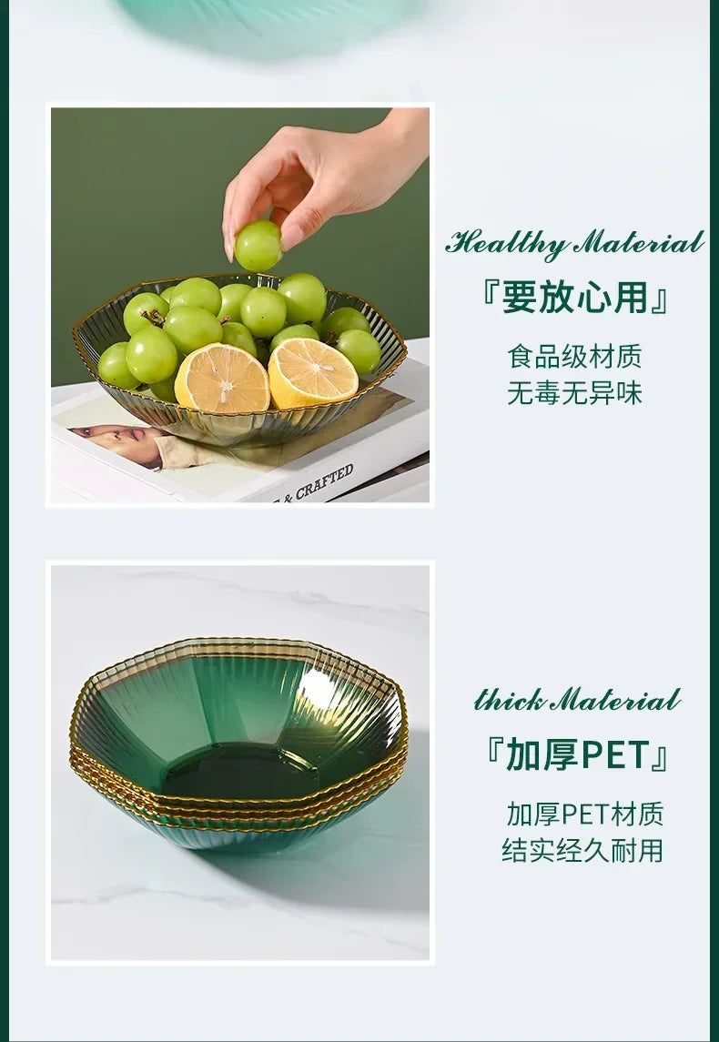 1PCS Table Plates for Serving Plates Dinnerware PET Partitioned Dish Snack Candy Cake Stand Bowl Food Fruit Plates Set Tableware