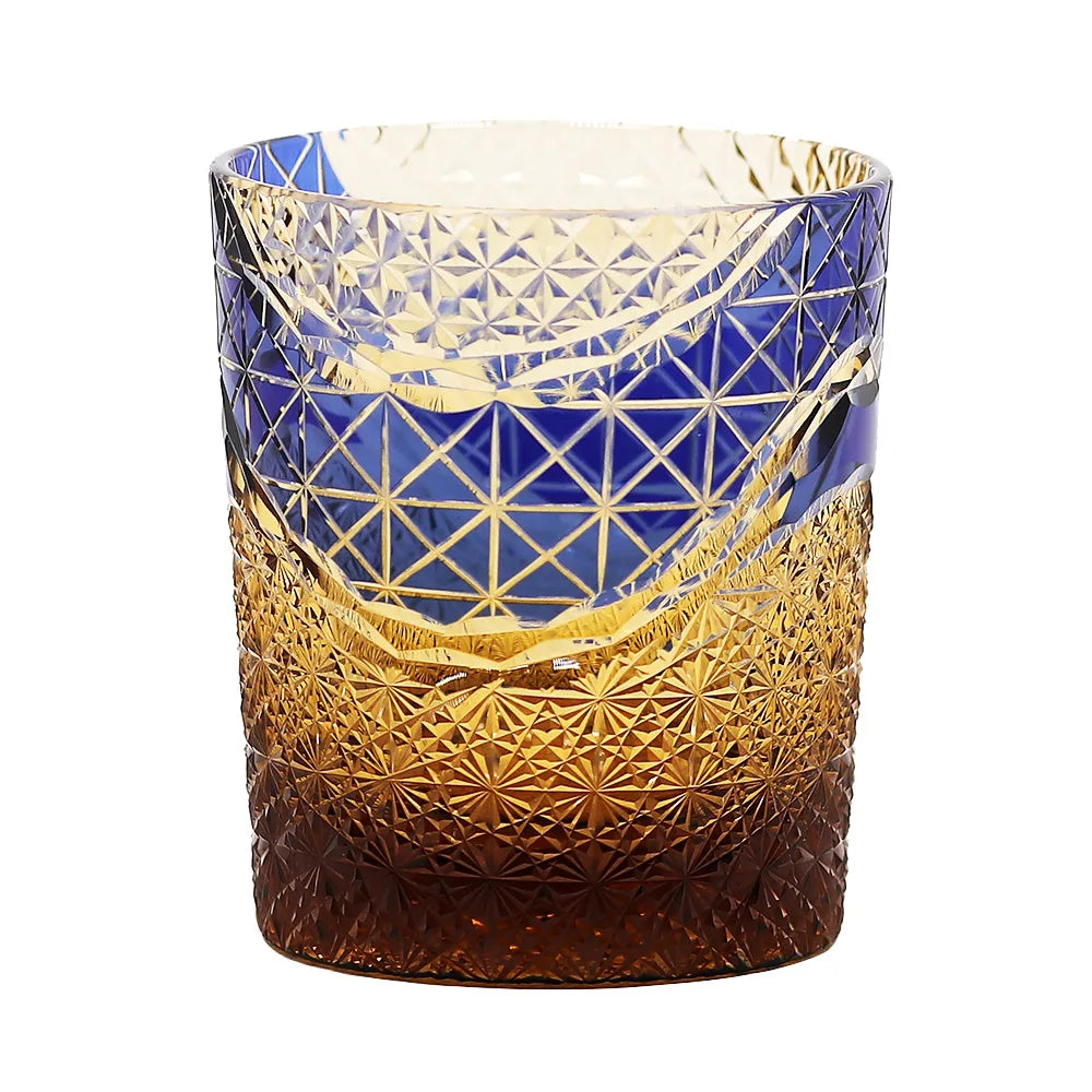 Edo Kiriko Drinking Glass Old Fashioned Crystal Whisky Cup For Scotch Bourbon Hand Cut Design Cocktail Glass With Gift Box 1PC