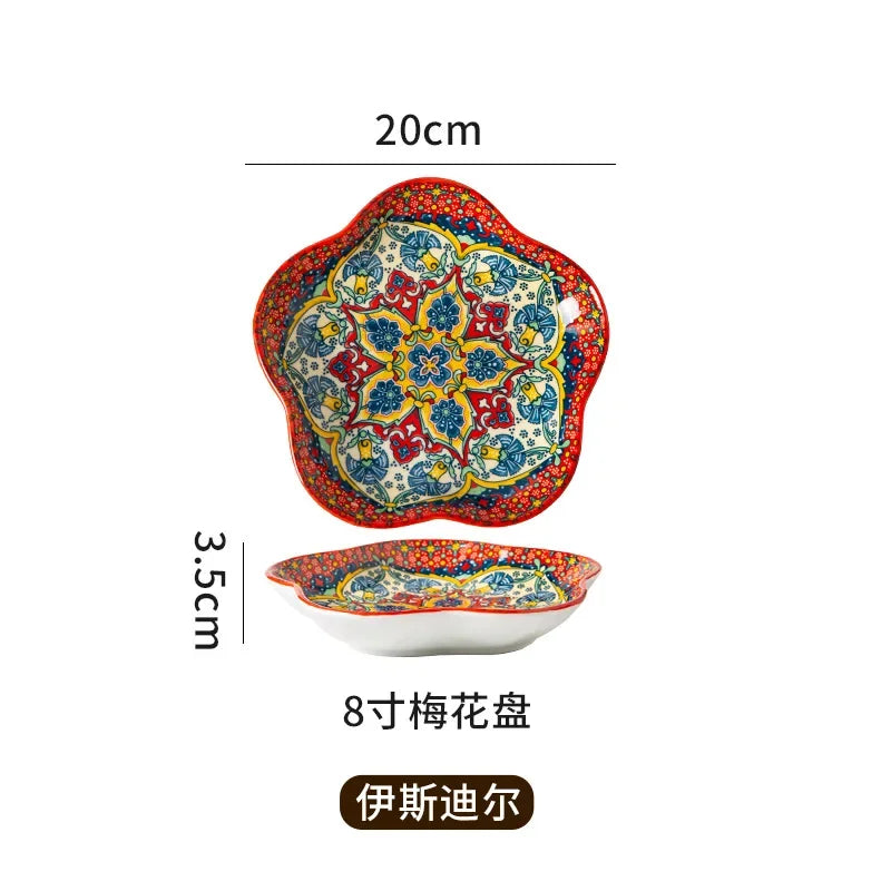 Ceramic Plates Vegetable Fruit Salad Good-looking Plate Breakfast Plates Exquisite Plum blossom Dinner Plate Western Pasta Plate