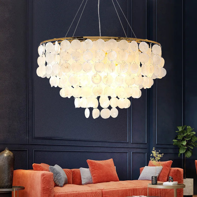 Shell Chandelier Bedroom Lighting Modern Hanging Chandelier With Gold Color For Living Room Dining Room Nordic Pendant Lights