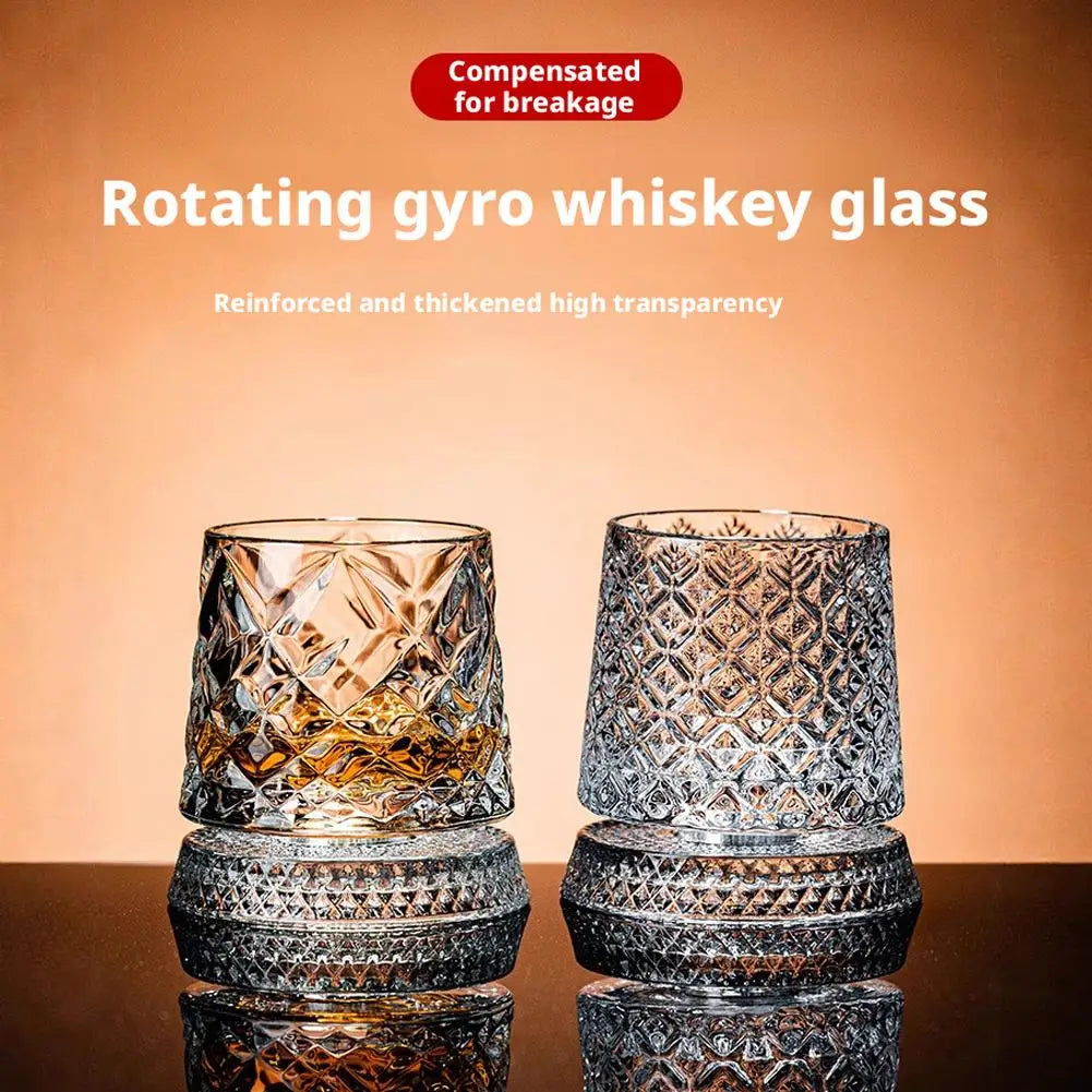 Rotating Whiskey Glass,Fashion Whiskey Glasses, Glassware For Bourbon, Gin, Voldka, Brandy For Cocktail Party Drinking Gift