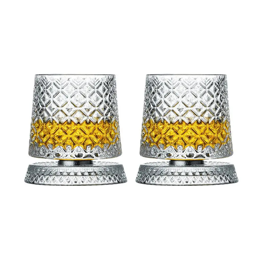 Rotating Whiskey Glass,Fashion Whiskey Glasses, Glassware For Bourbon, Gin, Voldka, Brandy For Cocktail Party Drinking Gift