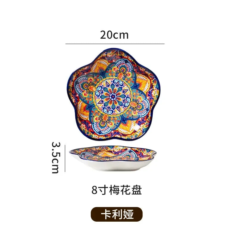 Ceramic Plates Vegetable Fruit Salad Good-looking Plate Breakfast Plates Exquisite Plum blossom Dinner Plate Western Pasta Plate