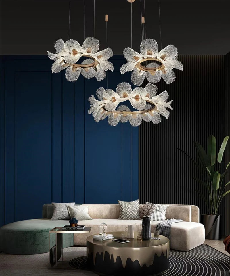 Luxury Ceiling Chandelier French for Home Decoration Living Room Pendant Light Dining Room Bedroom Flower LED Hanging Lamp LED