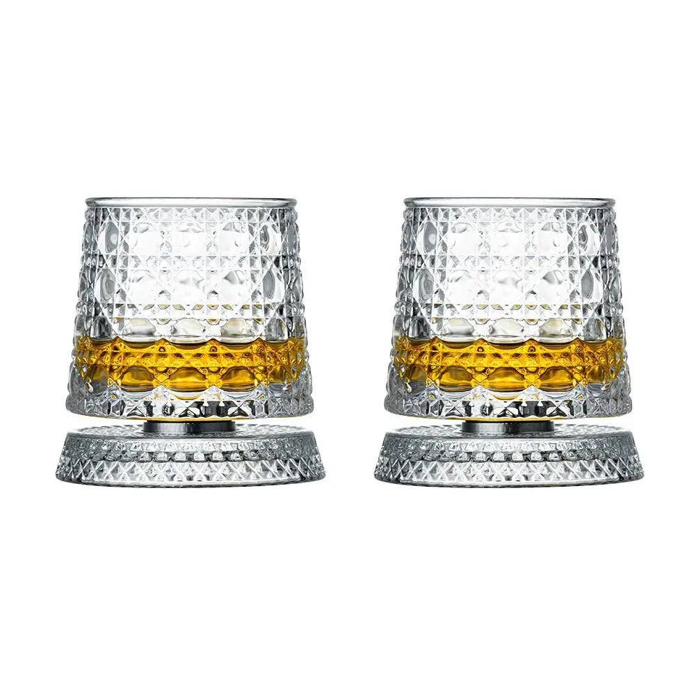 Rotating Whiskey Glass,Fashion Whiskey Glasses, Glassware For Bourbon, Gin, Voldka, Brandy For Cocktail Party Drinking Gift