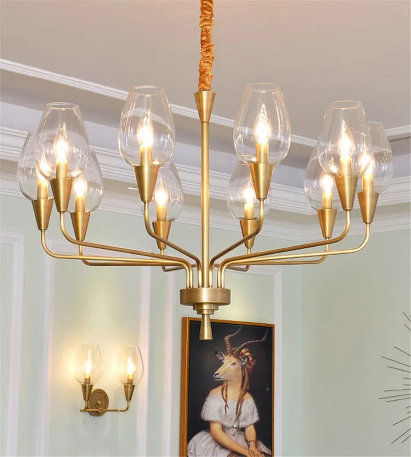 Modern art deco chandelier Living Room lustre vintage High Quality Hotel Guest Room Bedroom Glass Lamp chandelier gold