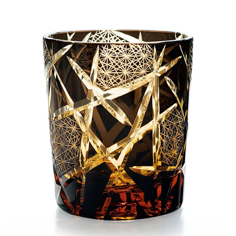 Edo Kiriko Drinking Glass Old Fashioned Crystal Whisky Cup For Scotch Bourbon Hand Cut Design Cocktail Glass With Gift Box 1PC