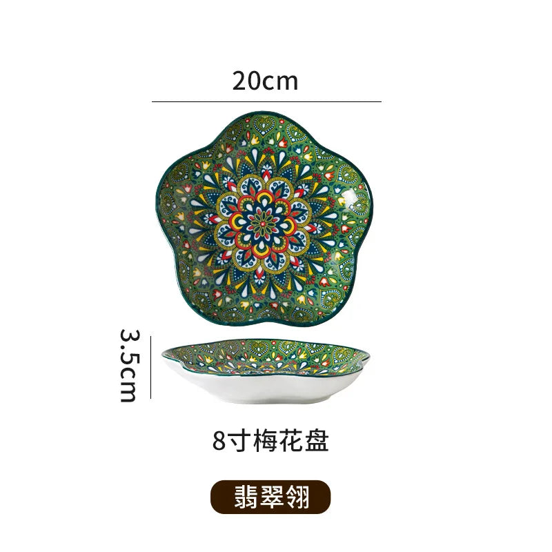 Ceramic Plates Vegetable Fruit Salad Good-looking Plate Breakfast Plates Exquisite Plum blossom Dinner Plate Western Pasta Plate