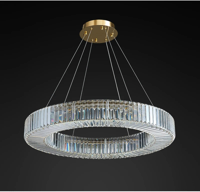 Modern Led Chandelier Round Rectangular Living Room Hanging Lamp Home Decor Indoor Lighting New Creative Kitchen Crystal Lustre