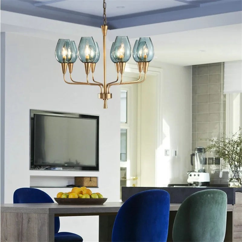 Modern art deco chandelier Living Room lustre vintage High Quality Hotel Guest Room Bedroom Glass Lamp chandelier gold