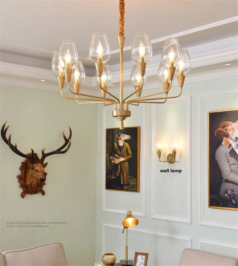 Modern art deco chandelier Living Room lustre vintage High Quality Hotel Guest Room Bedroom Glass Lamp chandelier gold