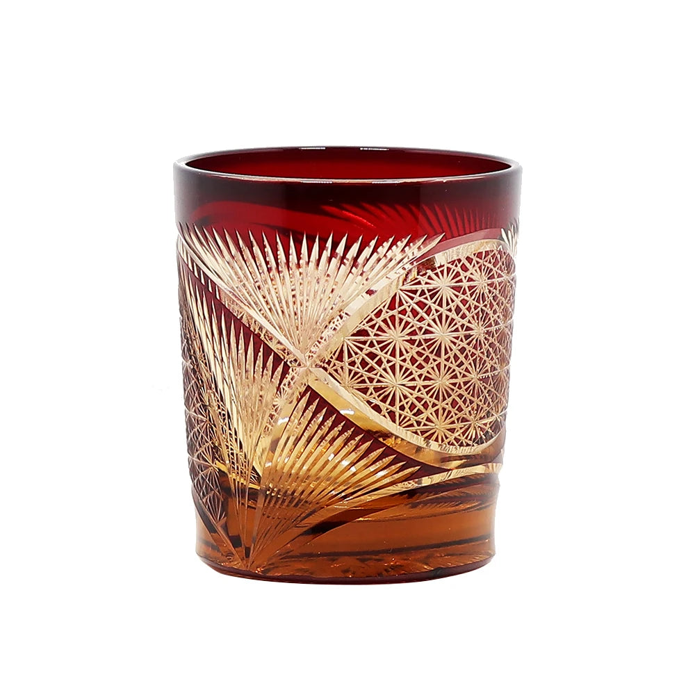 Edo Kiriko Drinking Glass Old Fashioned Crystal Whisky Cup For Scotch Bourbon Hand Cut Design Cocktail Glass With Gift Box 1PC