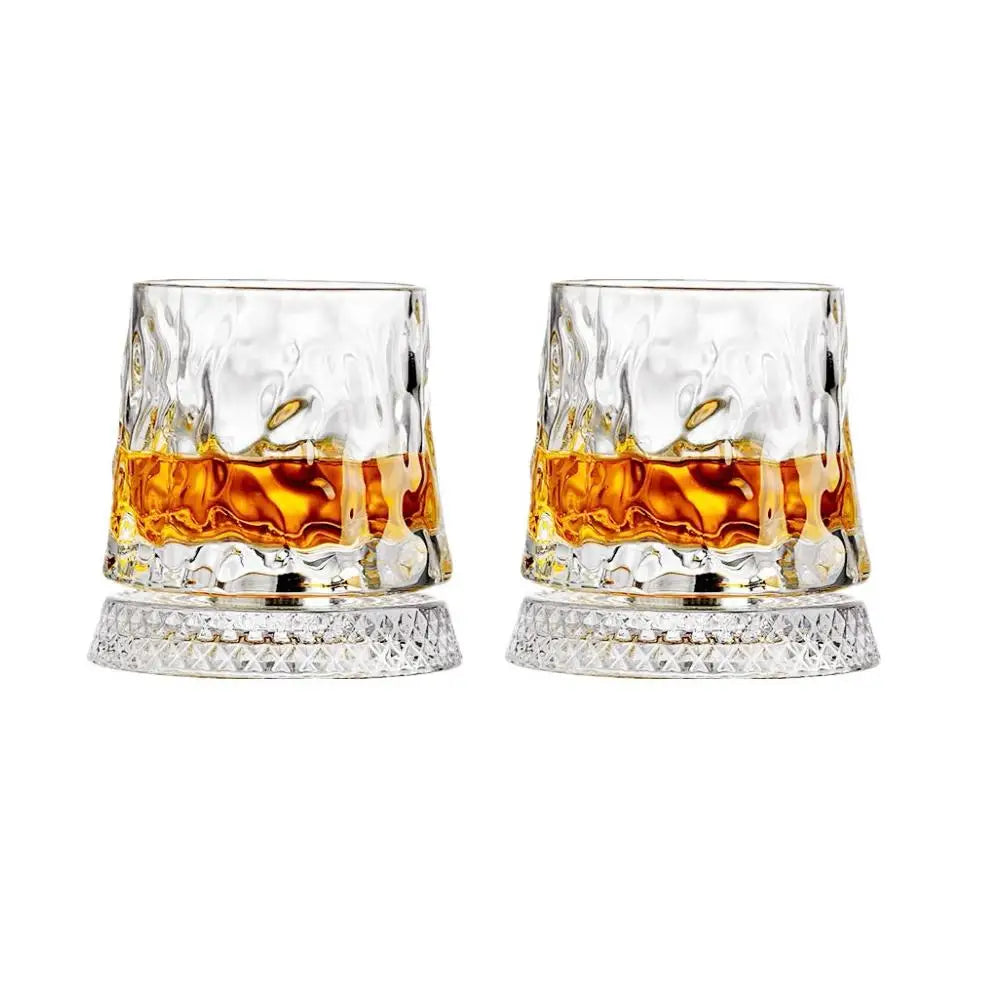 Rotating Whiskey Glass,Fashion Whiskey Glasses, Glassware For Bourbon, Gin, Voldka, Brandy For Cocktail Party Drinking Gift