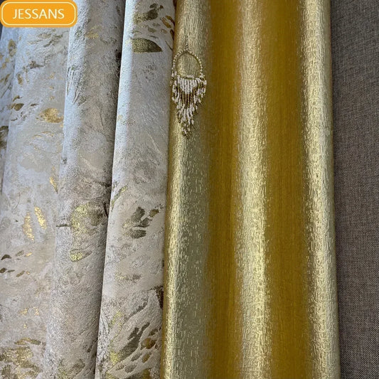 2025 new Curtains for Living dining room bedroom cream champagne gold thread jacquard high precision modern luxury high blackout