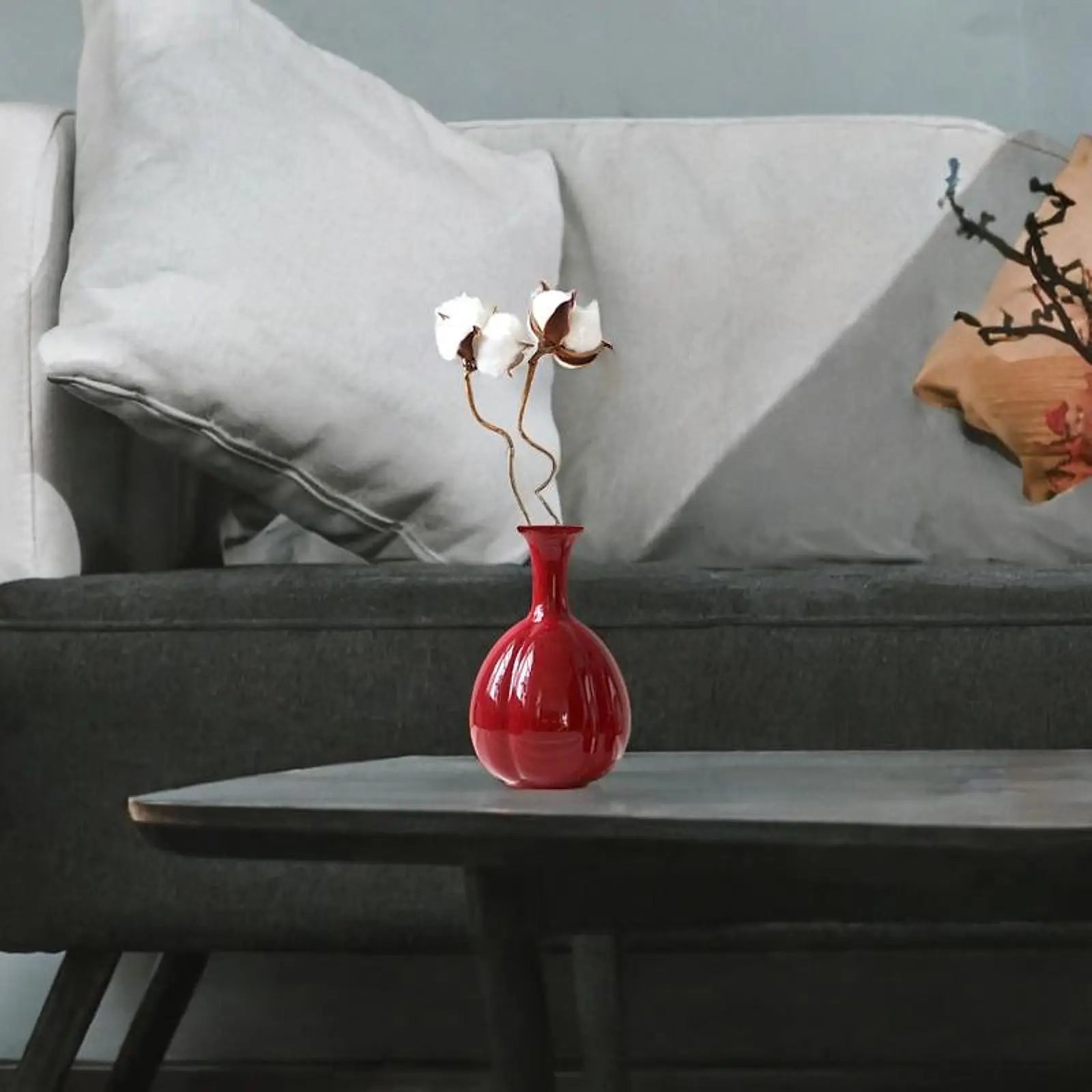 Ceramic Red Vase Modern Rustic Flower Vases Decorative Vases for Dining Room Bookcase Kitchen Home Office Decoration Entrance