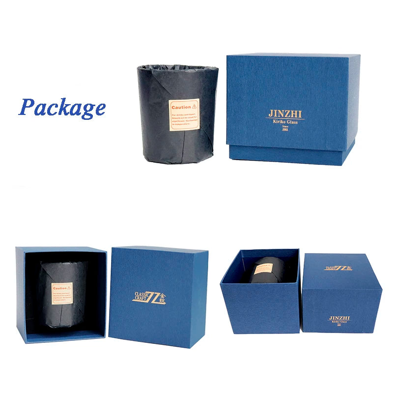 Edo Kiriko Drinking Glass Old Fashioned Crystal Whisky Cup For Scotch Bourbon Hand Cut Design Cocktail Glass With Gift Box 1PC