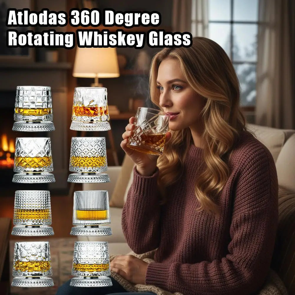 Rotating Whiskey Glass,Fashion Whiskey Glasses, Glassware For Bourbon, Gin, Voldka, Brandy For Cocktail Party Drinking Gift
