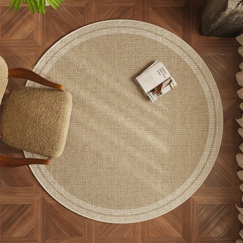 Round Bedroom Rug Light Luxury Study Coffee Table Floor Mat Retro Brown Living Room Carpet for Leisure Area Cloakroom Ковер 러그