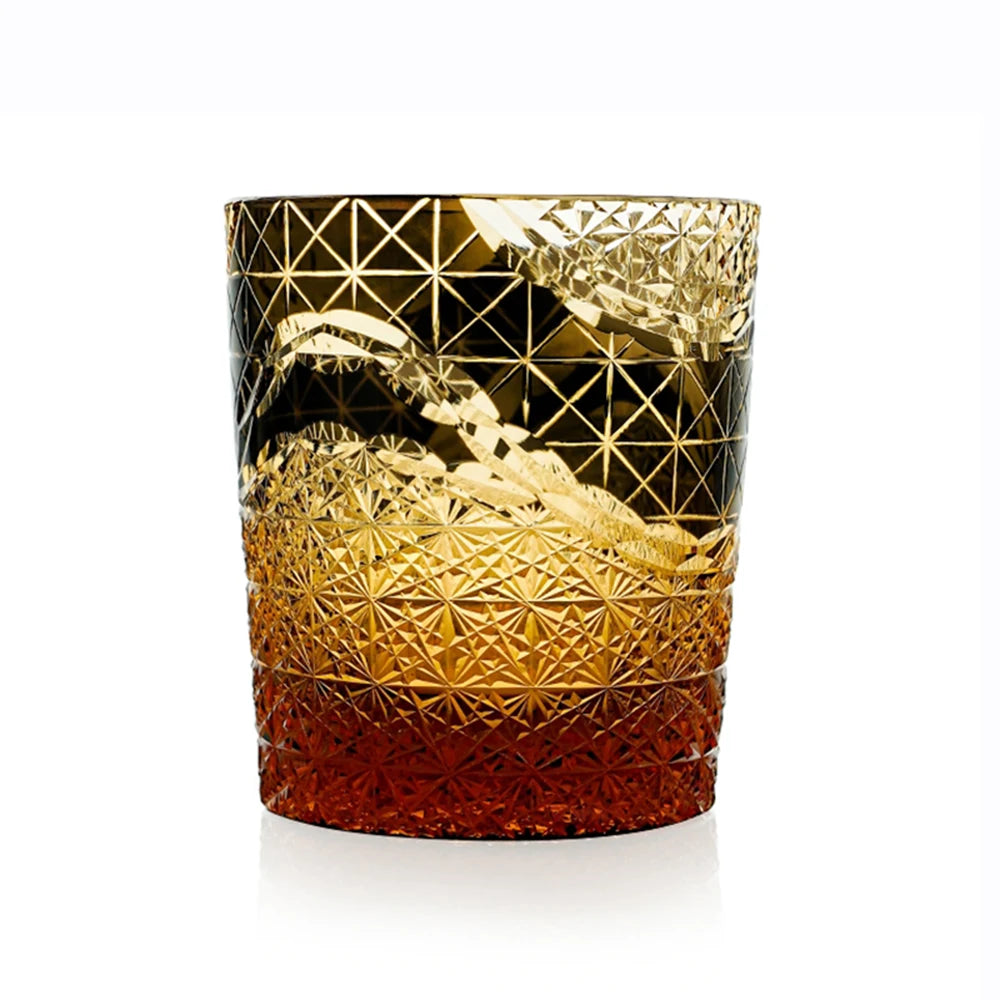 Edo Kiriko Drinking Glass Old Fashioned Crystal Whisky Cup For Scotch Bourbon Hand Cut Design Cocktail Glass With Gift Box 1PC