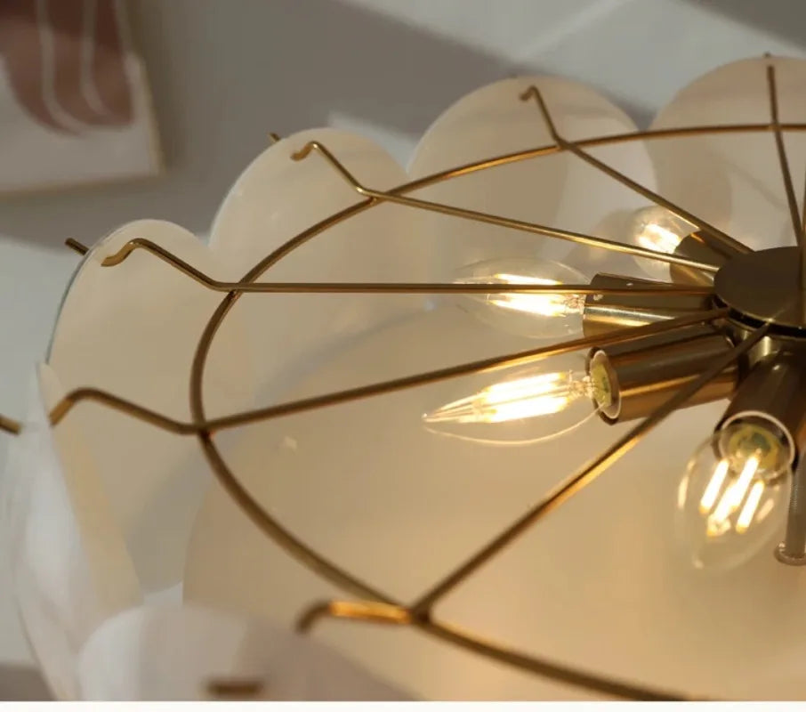 French Cream Style Chandelier Modern White Glass Ceiling Chandelier Living Room Bedroom Kitchen Luxury Dining Room Hanging Lamp