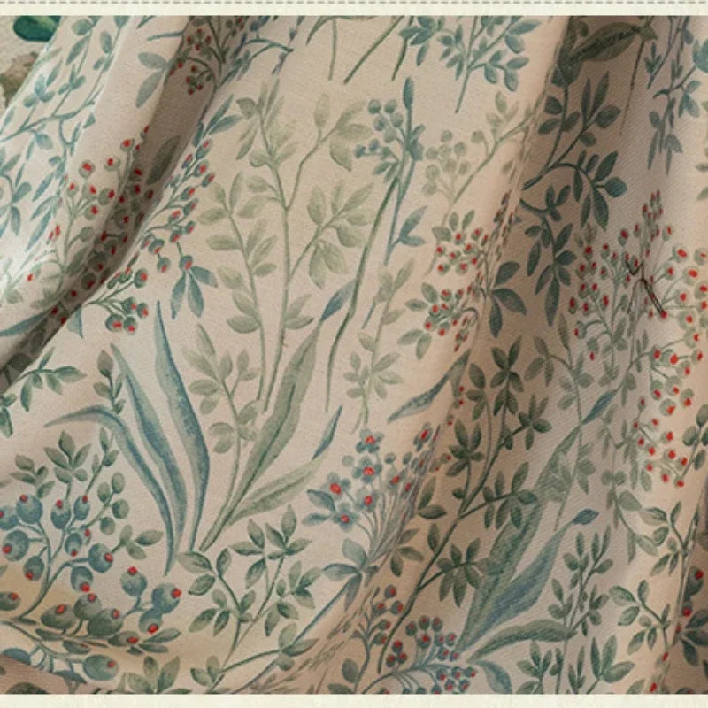 Curtains for Living Dining Room Bedroom American Pastoral Retro Floral Print Cotton and Linen Blackout Light Luxury