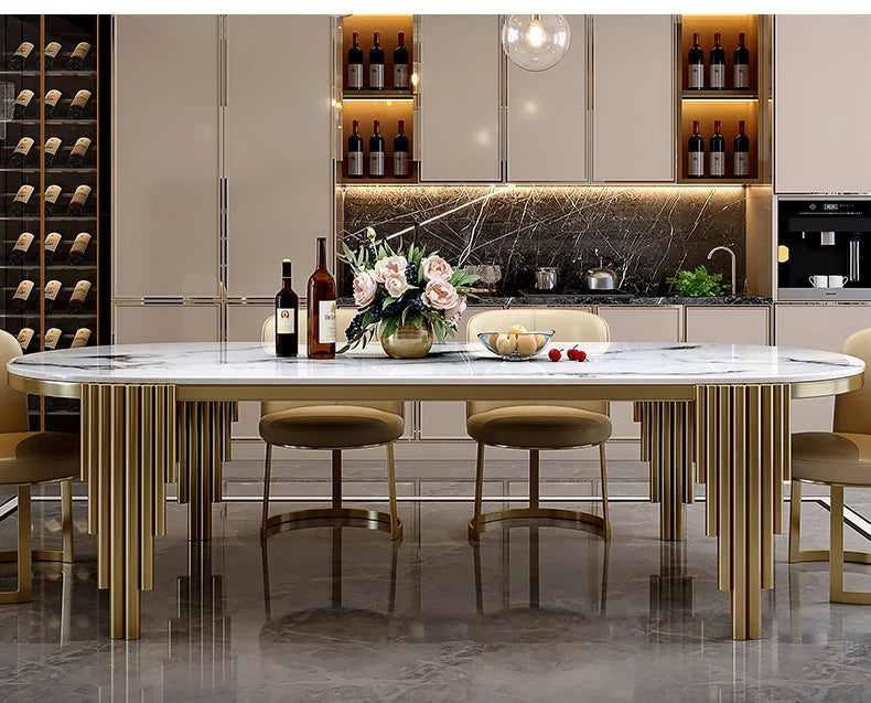 Stainless steel Dining Room Set Home Furniture modern marble dining table