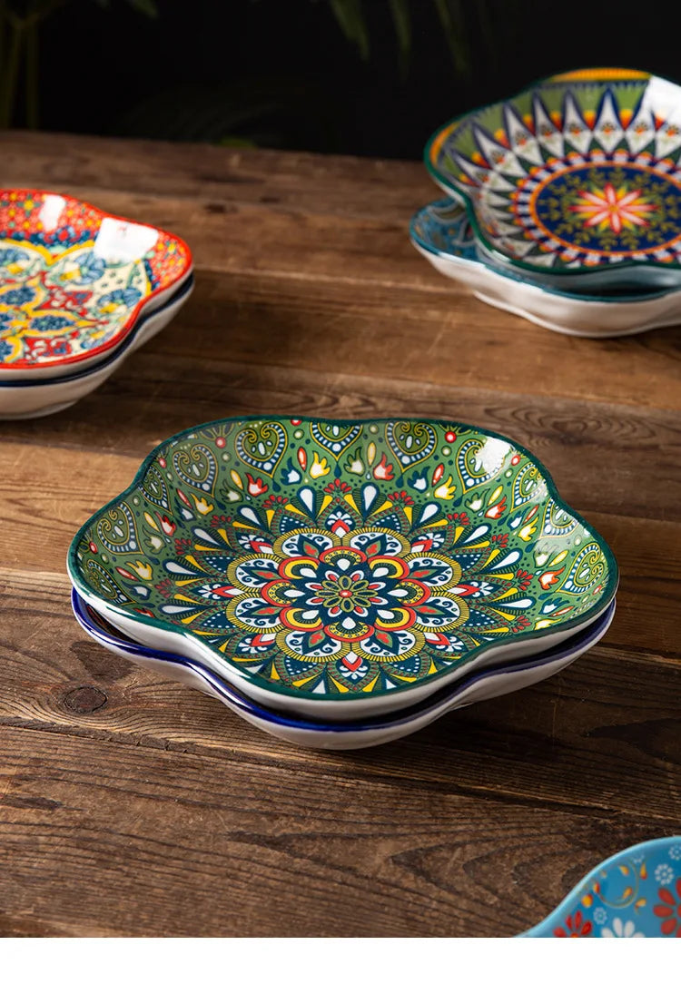 Ceramic Plates Vegetable Fruit Salad Good-looking Plate Breakfast Plates Exquisite Plum blossom Dinner Plate Western Pasta Plate