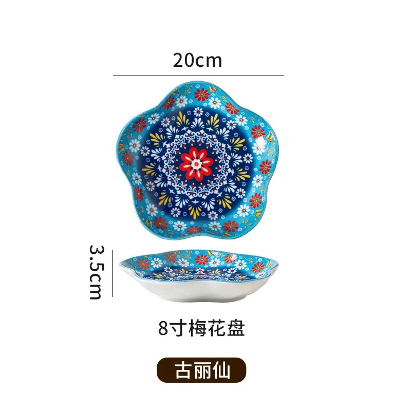 Ceramic Plates Vegetable Fruit Salad Good-looking Plate Breakfast Plates Exquisite Plum blossom Dinner Plate Western Pasta Plate