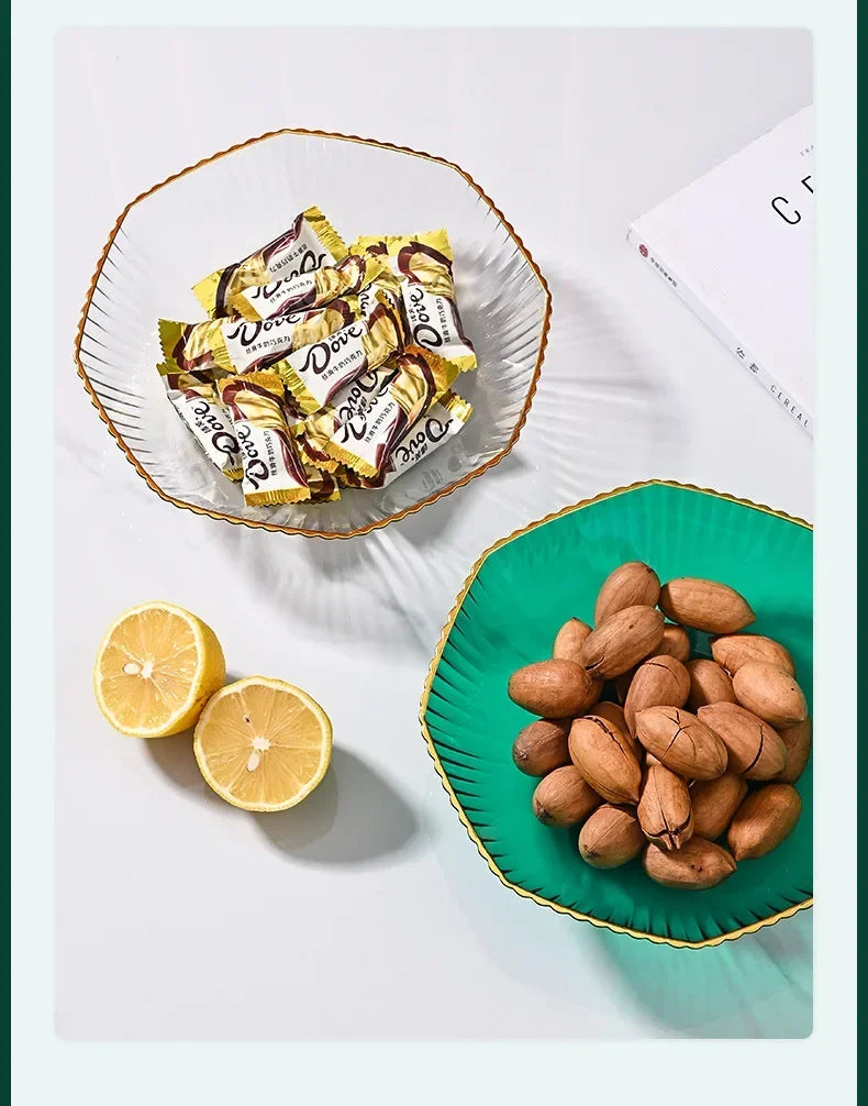 1PCS Table Plates for Serving Plates Dinnerware PET Partitioned Dish Snack Candy Cake Stand Bowl Food Fruit Plates Set Tableware