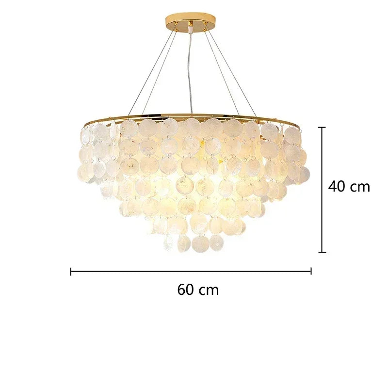Shell Chandelier Bedroom Lighting Modern Hanging Chandelier With Gold Color For Living Room Dining Room Nordic Pendant Lights