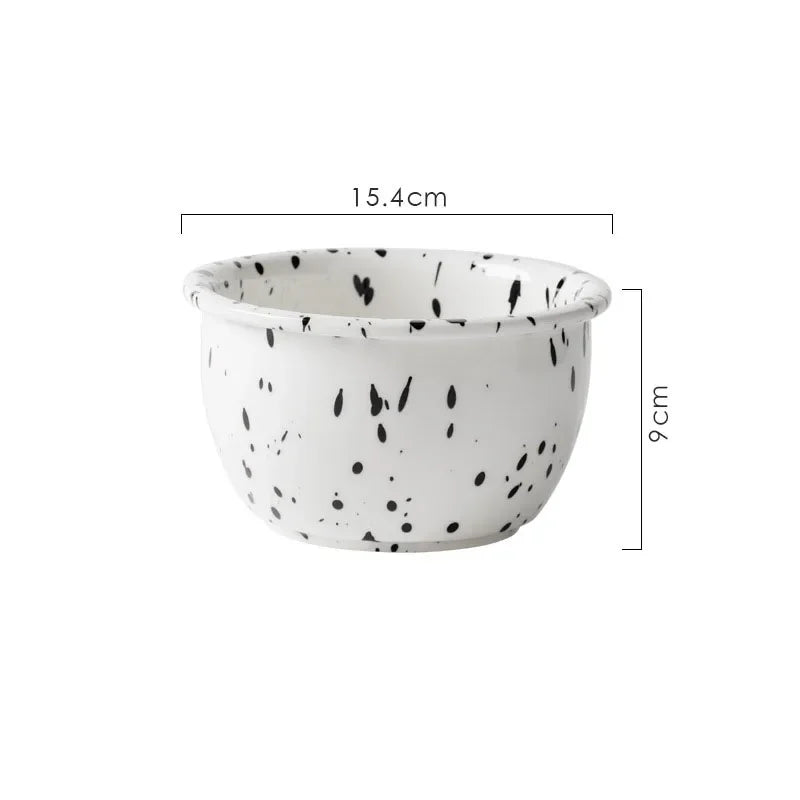 Modern Ceramic Plate Set Creative Splashing Ink Decor Breakfast Bread Plates Afternoon Tea Desktop Dessert Dish Kitchen Cutlery