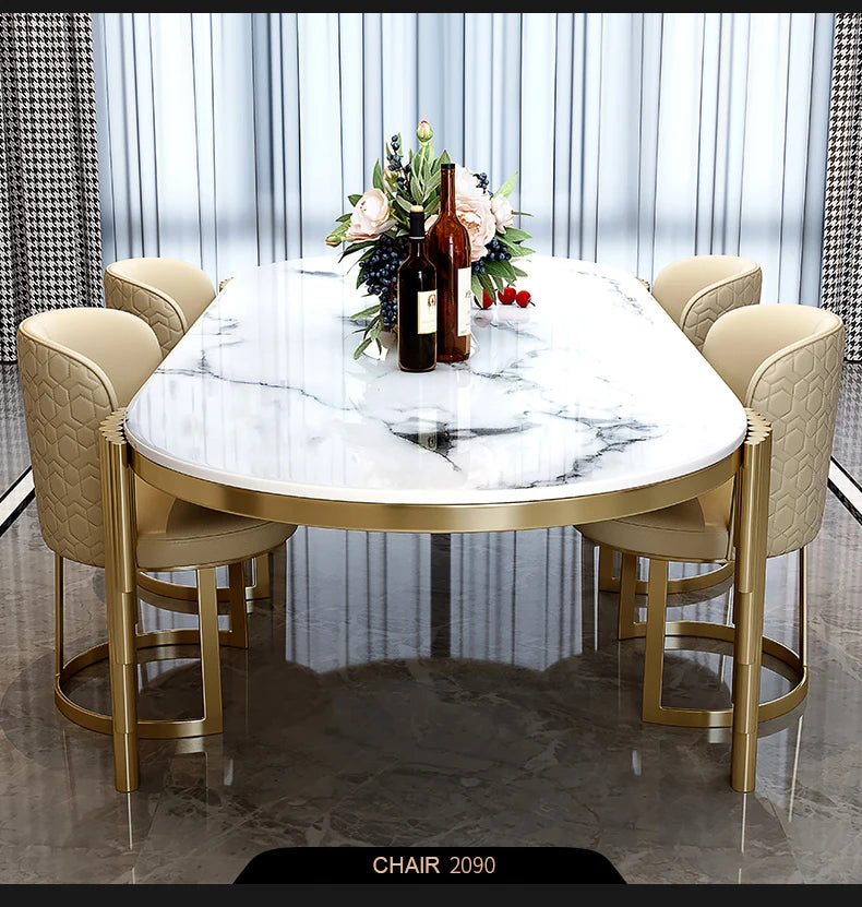 Stainless steel Dining Room Set Home Furniture modern marble dining table