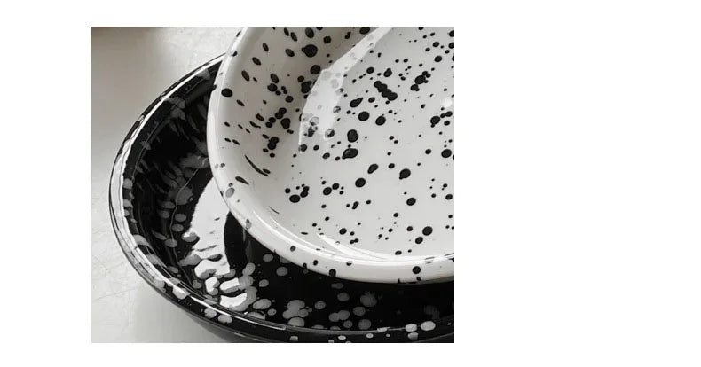 Modern Ceramic Plate Set Creative Splashing Ink Decor Breakfast Bread Plates Afternoon Tea Desktop Dessert Dish Kitchen Cutlery